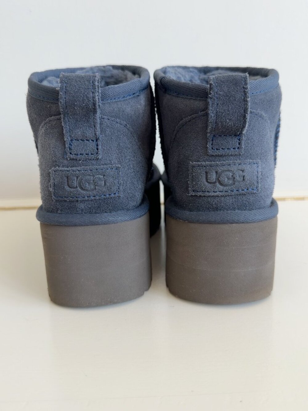 UGG Classic Ultra Mini Platform Boots Big Sky Blue Suede Size 6 - Picture 3 of 9